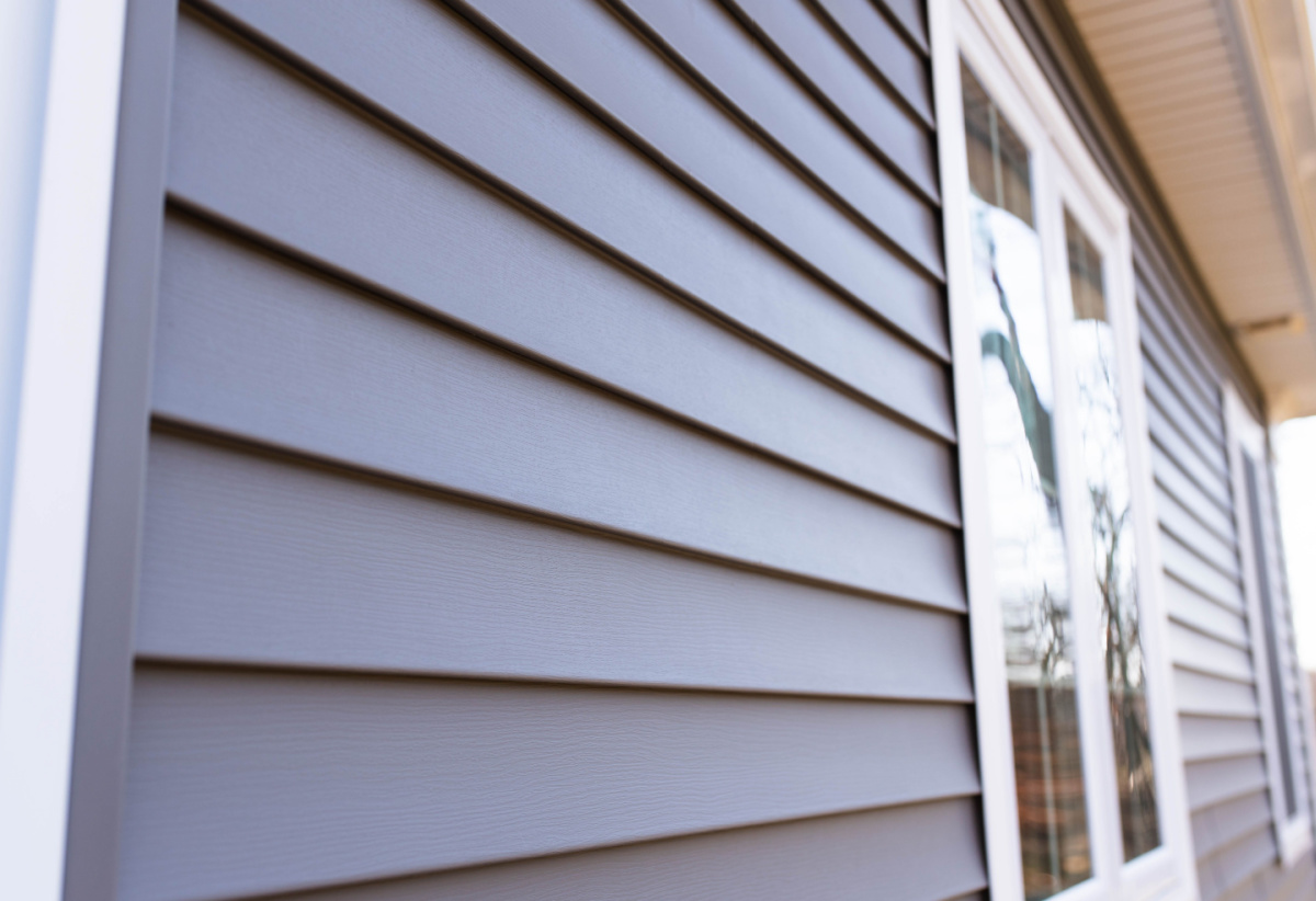 A close-up of a house's siding.