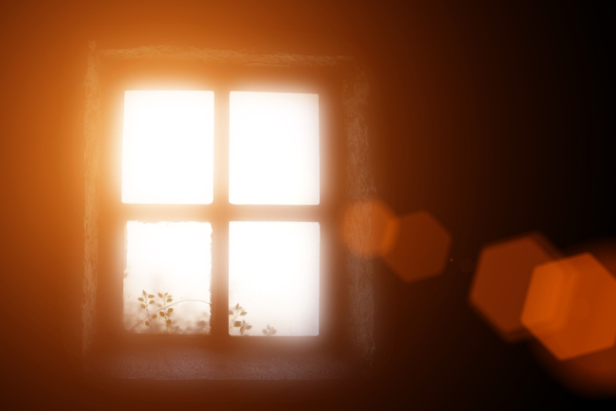 Light shining through a window.